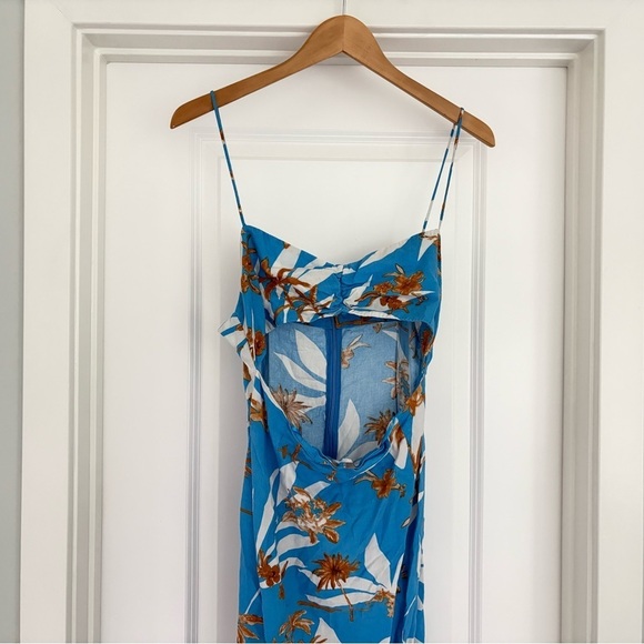 Zara Blogger Fav Cut Out Printed Linen Blend Maxi Dress Size L - Picture 6 of 10